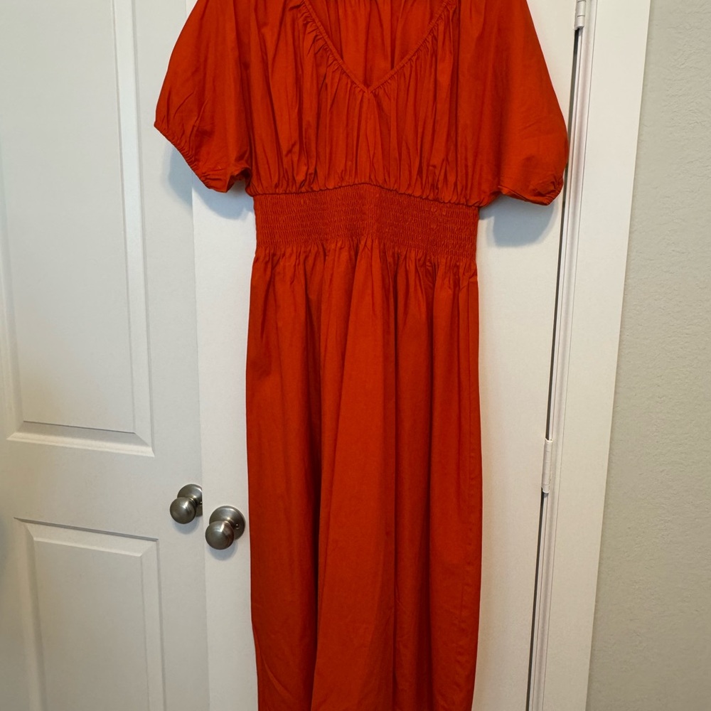 Ann Taylor Vibrant Orange Midi Dress